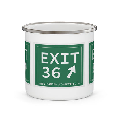 Vintage Exit 36 Merritt Parkway Sign Enamel Camping Mug