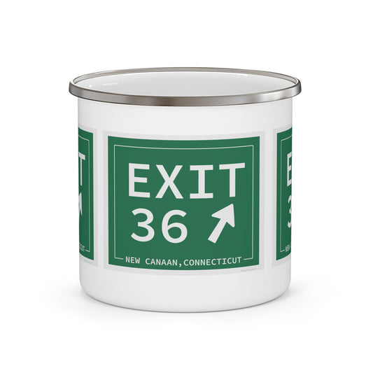 Vintage Exit 36 Merritt Parkway Sign Enamel Camping Mug