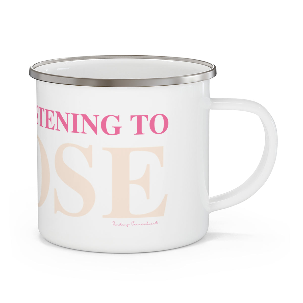 Just a kid listening to Goose - Peach & Pink Enamel Camping Mug