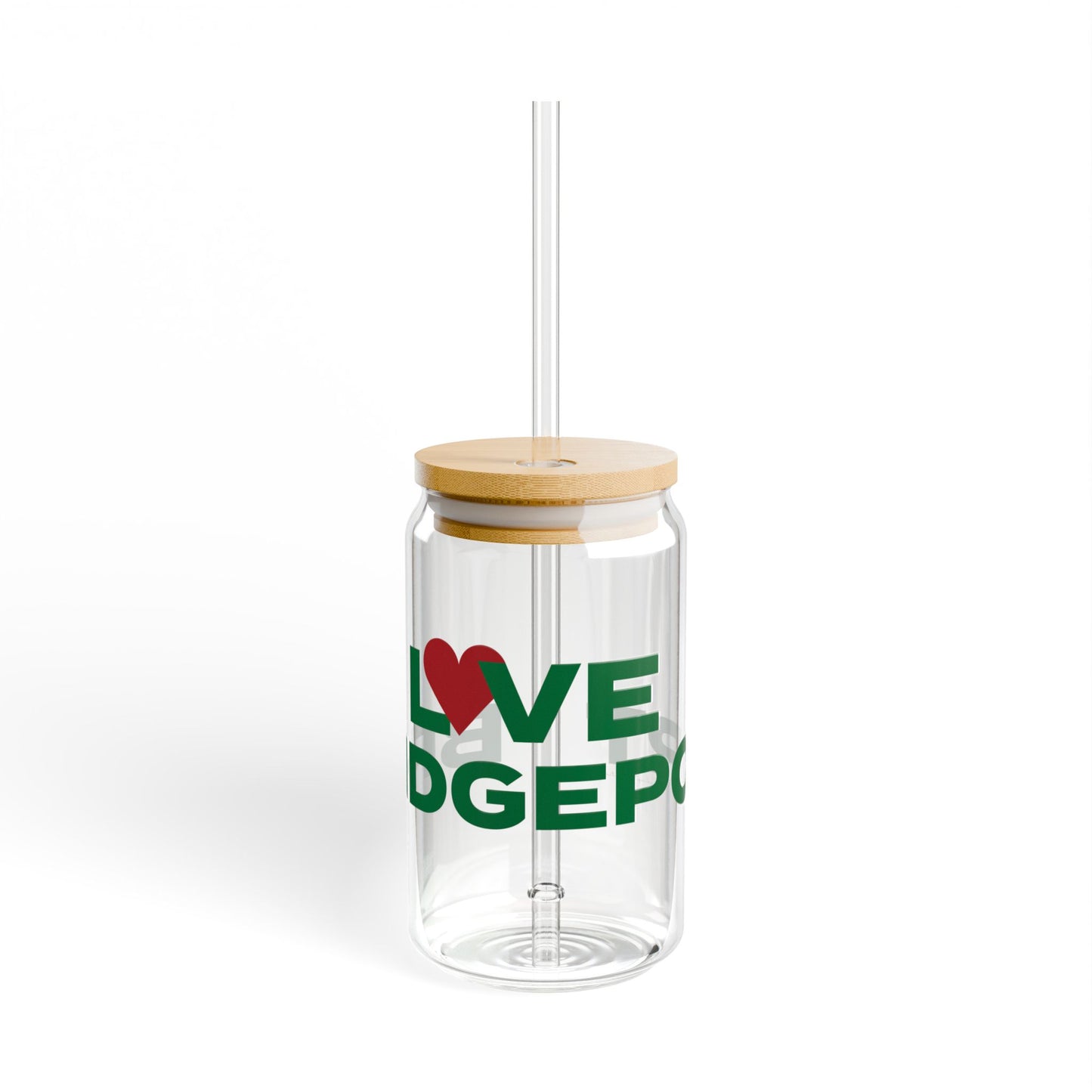 Love Bridgeport Glass Can with Straw and Lid, 16oz