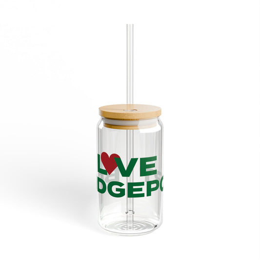 Love Bridgeport Glass Can with Straw and Lid, 16oz