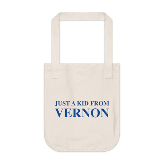 Just a kid from Vernon Organic Canvas Tote Bag