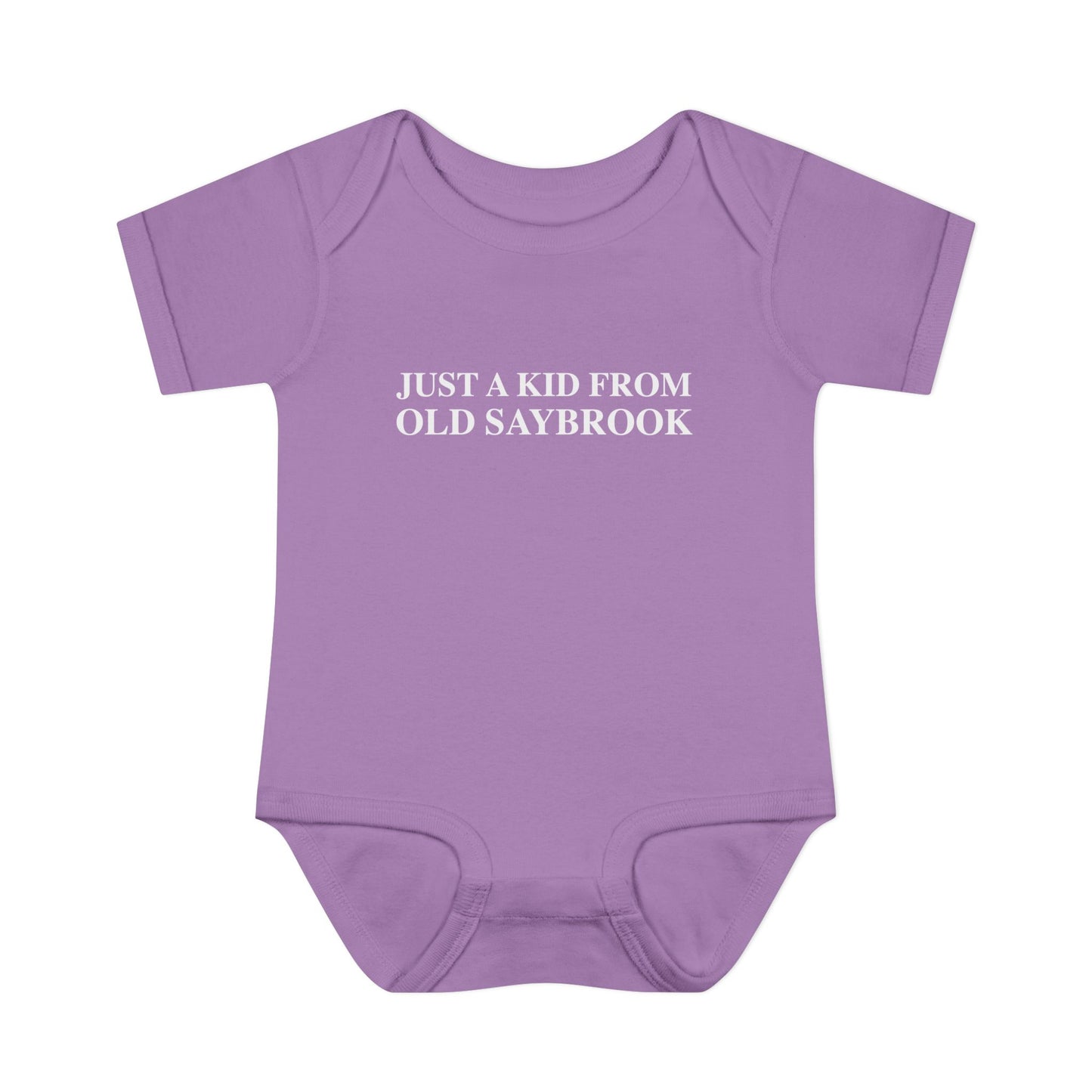 Just a kid from Old Saybrook Infant Baby Rib Bodysuit