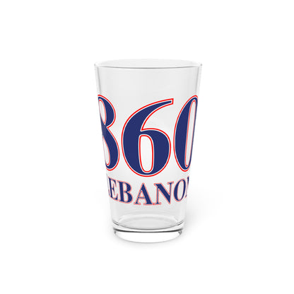 860 Lebanon Red, White & Blue Pint Glass, 16oz