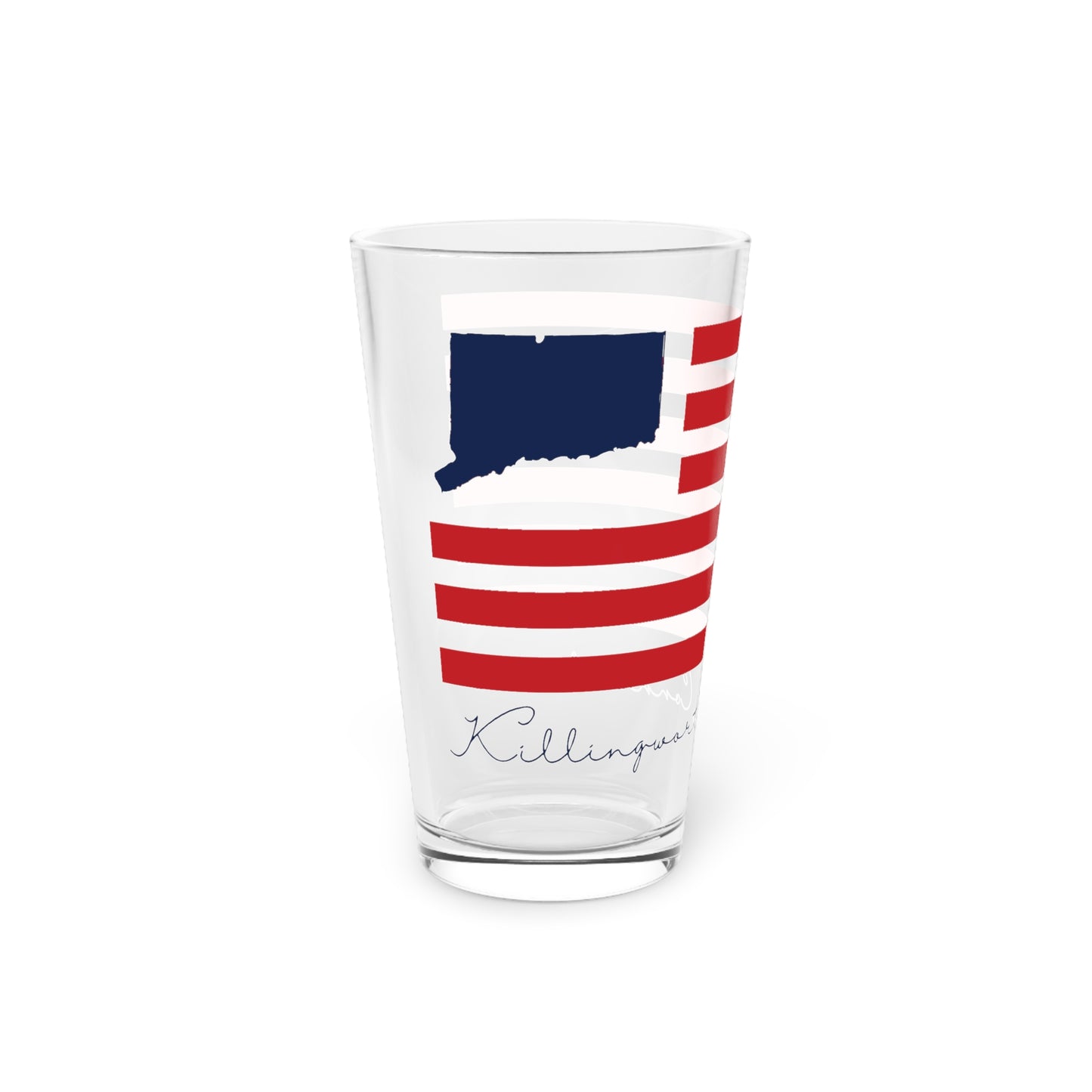 Killingworth Connecticut Flag Pint Glass, 16oz