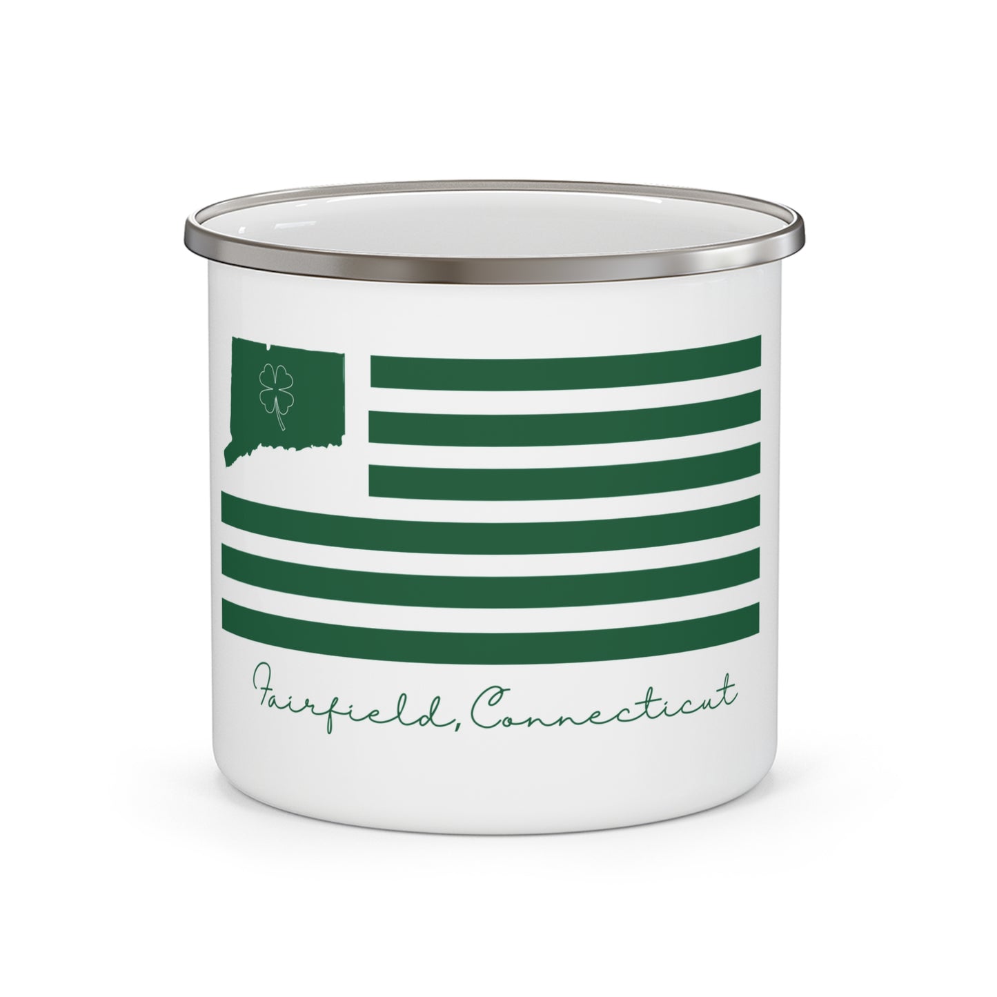 Fairfield Connecticut St Patrick’s Day Flag Enamel Camping Mug