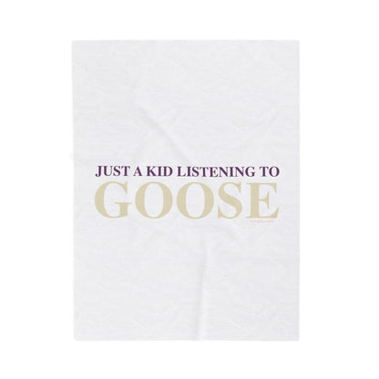 Just a kid listening to Goose  - Cream & Purple Velveteen Plush Blanket