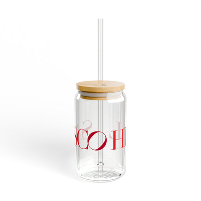 41 Tilt Sasco Hill Glass Can with Straw and Lid, 16oz