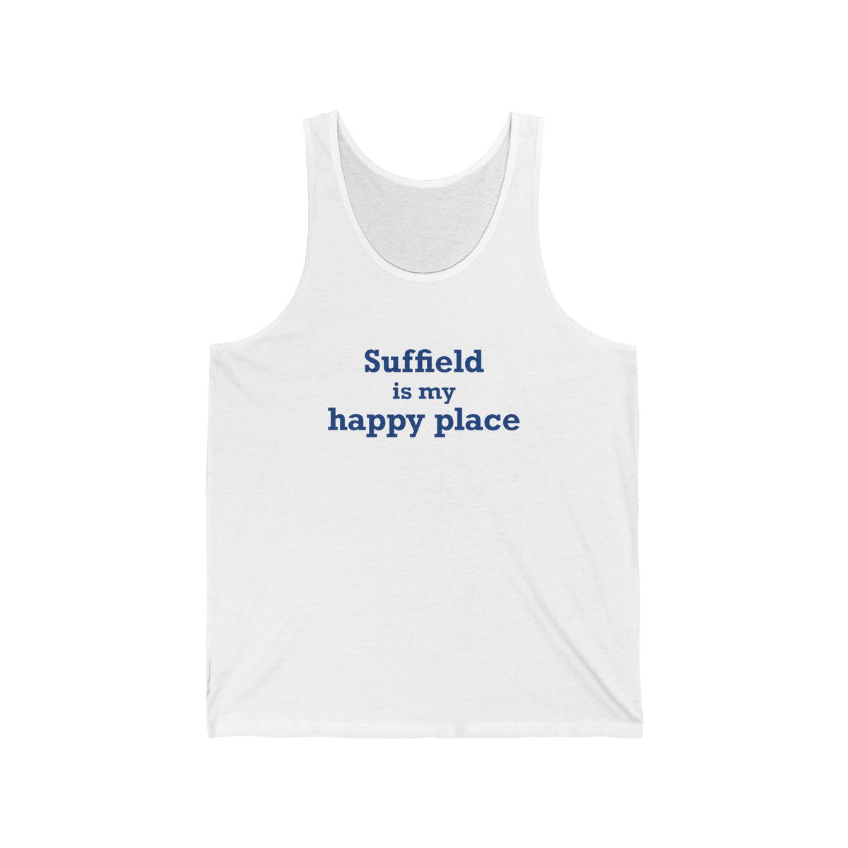 Suffield is My Happy Place Unisex Jersey Tank Top
