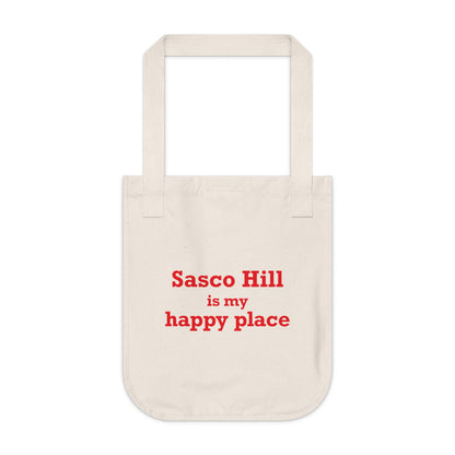 Sasco Hill is My Happy Place Organic Canvas Tote Bag