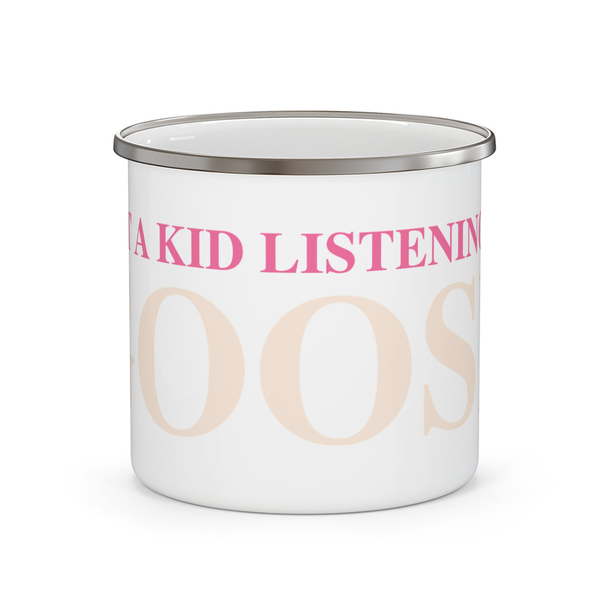 Just a kid listening to Goose - Peach & Pink Enamel Camping Mug