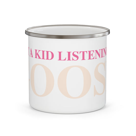 Just a kid listening to Goose - Peach & Pink Enamel Camping Mug