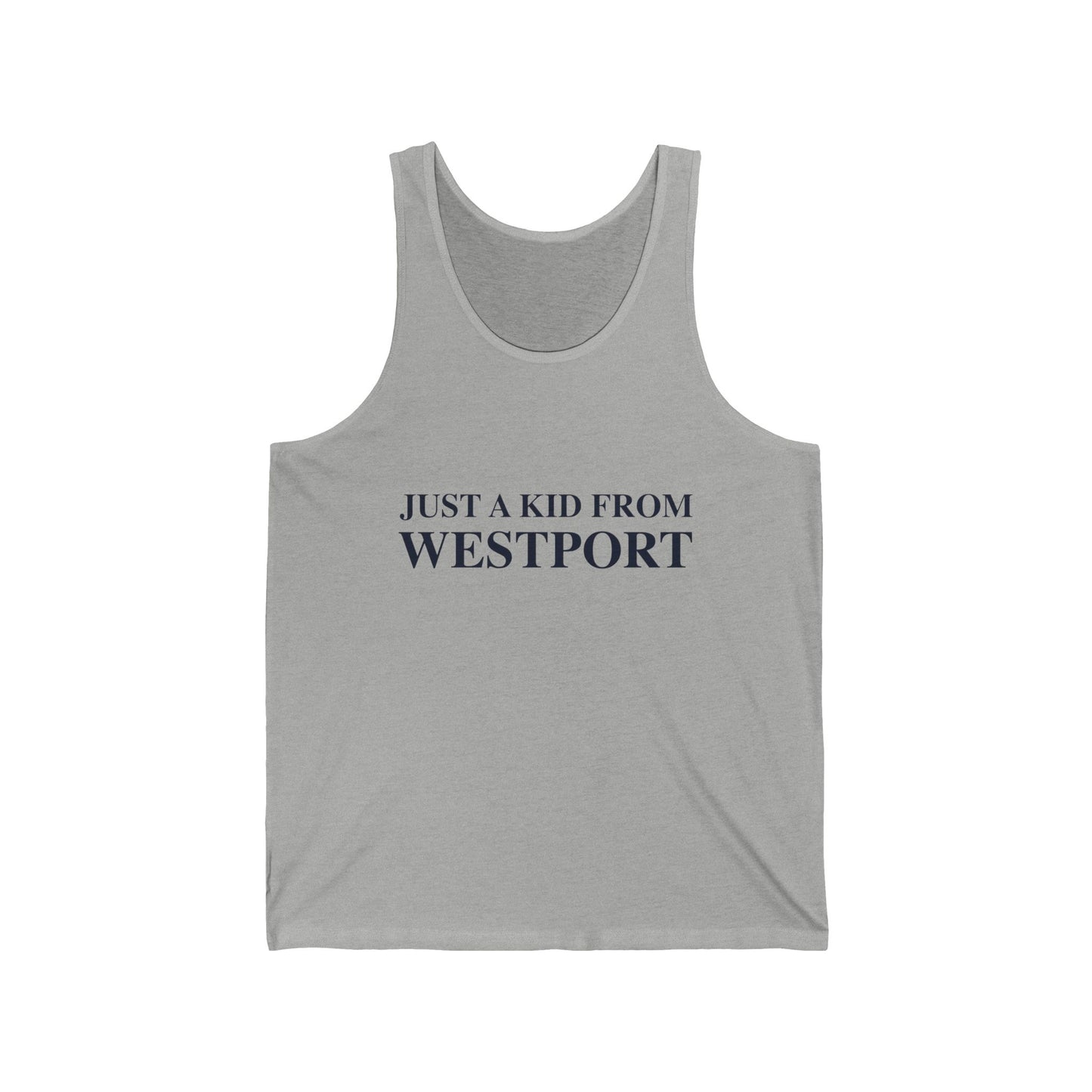 Just a kid from Westport  Unisex Jersey Tank Top