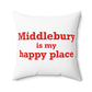 Middlebury is My Happy Place Polyester Square Pillow