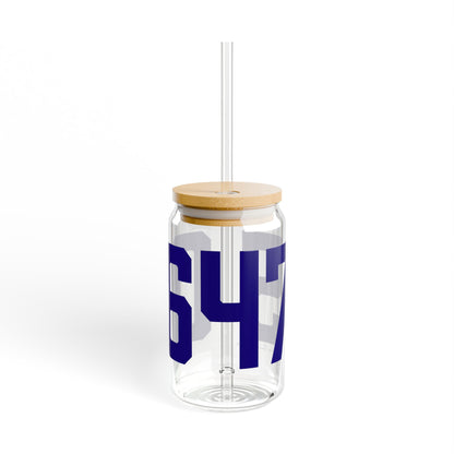 06475 Old Saybrook Connecticut Zip Code Glass Can with Straw and Lid, 16oz