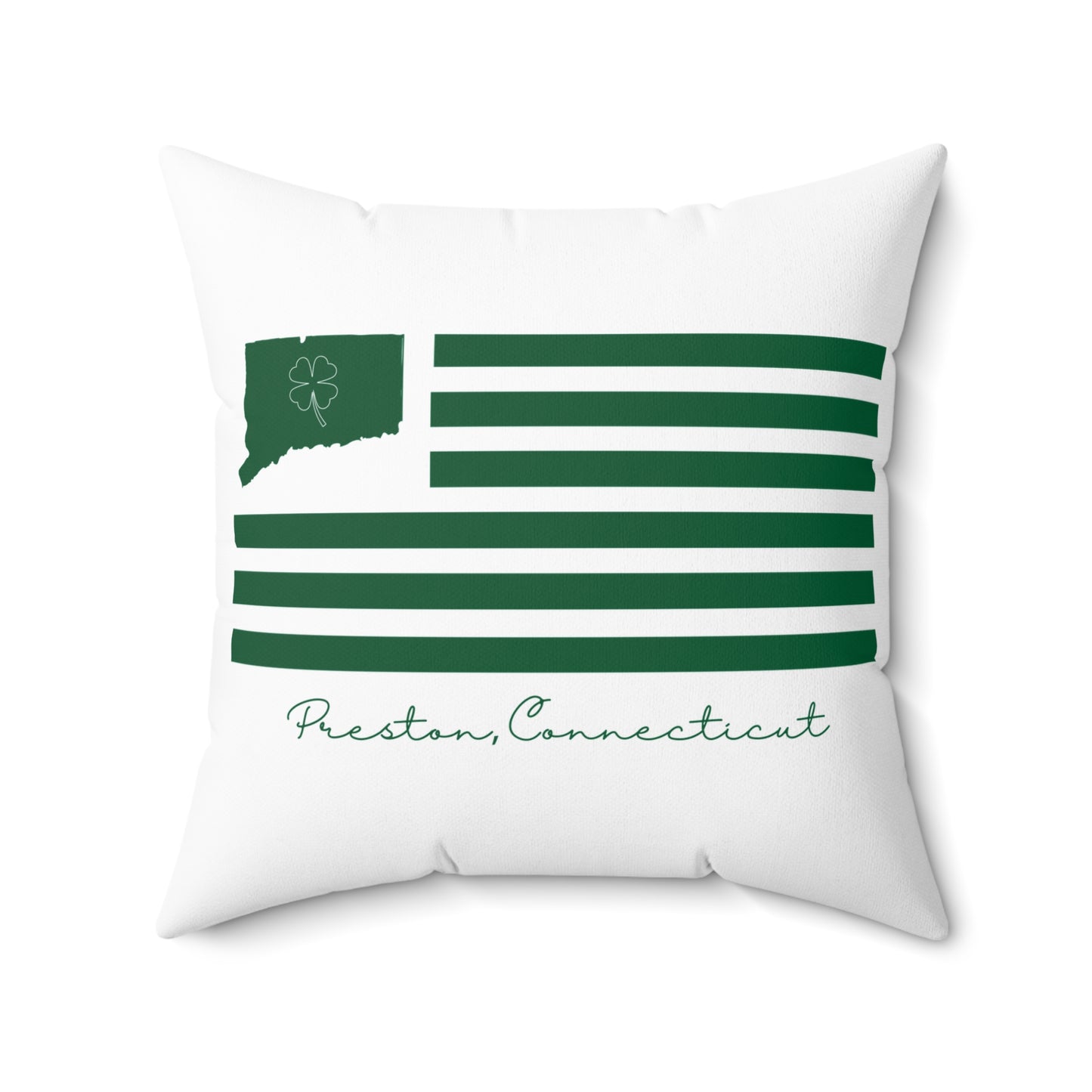 Preston Connecticut St. Patrick’s Day Flag Spun Polyester Square Pillow