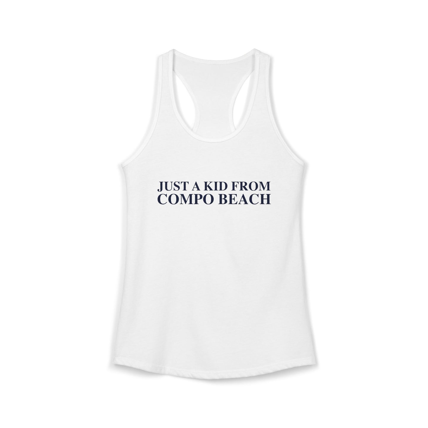 Just a kid from Compo Beach Women's Ideal Racerback Tank Top