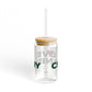 Love Cranbury Glass Can with Straw and Lid, 16oz