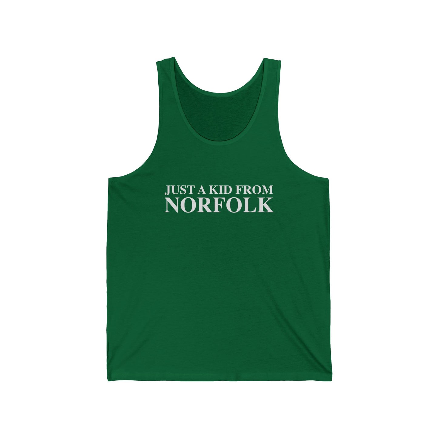 Just a kid from Norfolk Unisex Jersey Tank Top