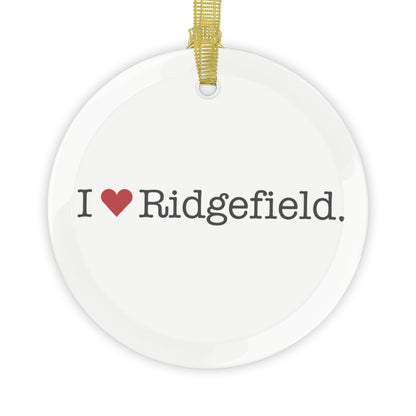 I Heart Ridgefield. Glass Ornaments