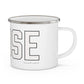 Goose Zip Code White & Black Enamel Camping Mug