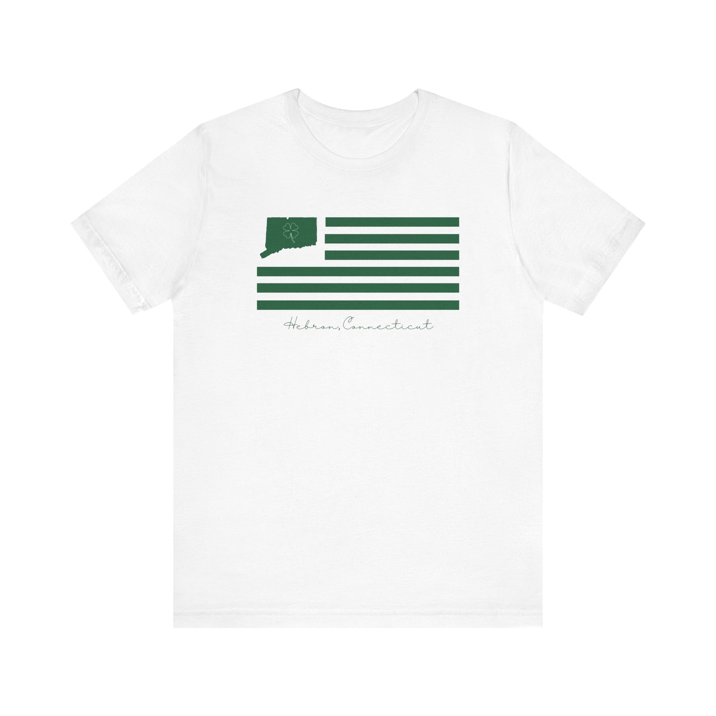 Hebron Connecticut St. Patrick’s Day Flag Unisex Jersey Short Sleeve T-Shirt