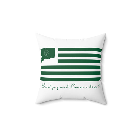 Bridgeport Connecticut St Patrick's Day Flag Spun Polyester Square Pillow