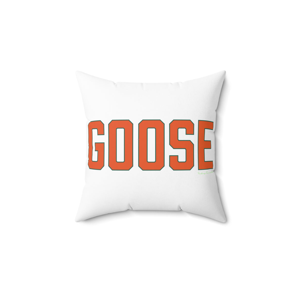Goose Zip Code Orange & Green Spun Polyester Square Pillow