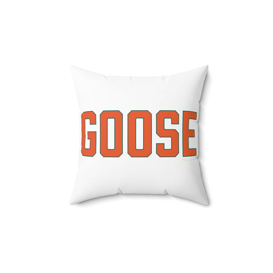 Goose Zip Code Orange & Green Spun Polyester Square Pillow