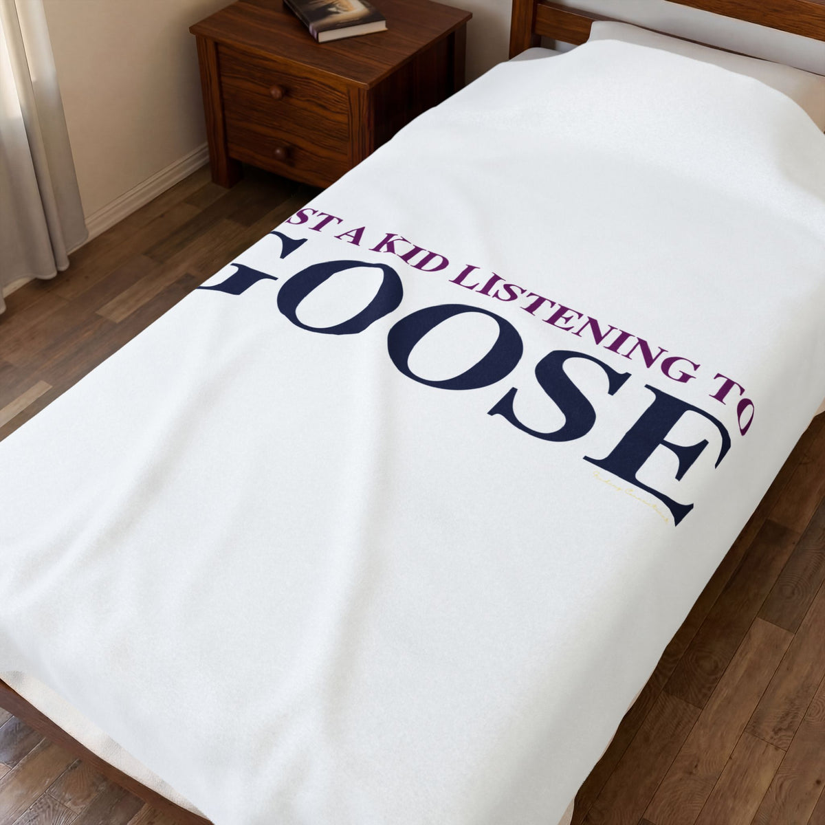 Just a kid listening to Goose  - Blue & Purple Velveteen Plush Blanket