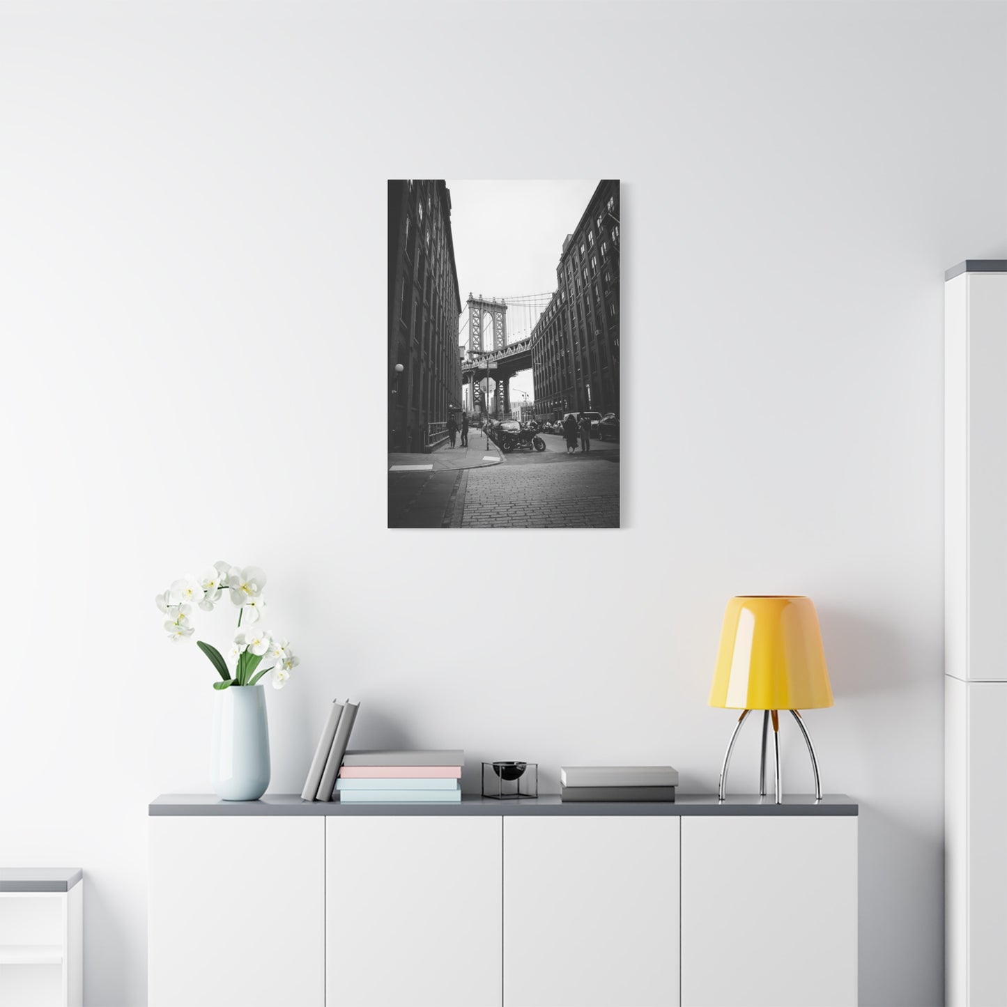 Manhattan Bridge Black and White Matte Canvas, Stretched, 1.25"
