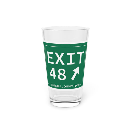 Vintage Exit 48 Merritt Parkway Sign Pint Glass, 16oz