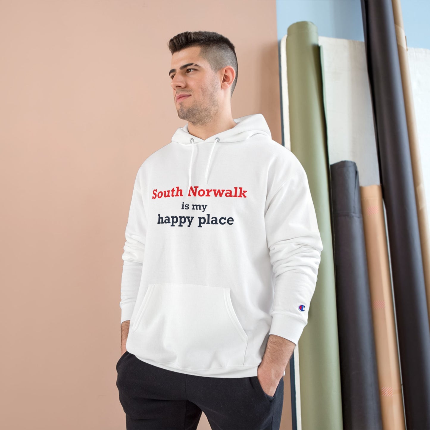 South Norwalk is My Happy Place Champion Hoodie
