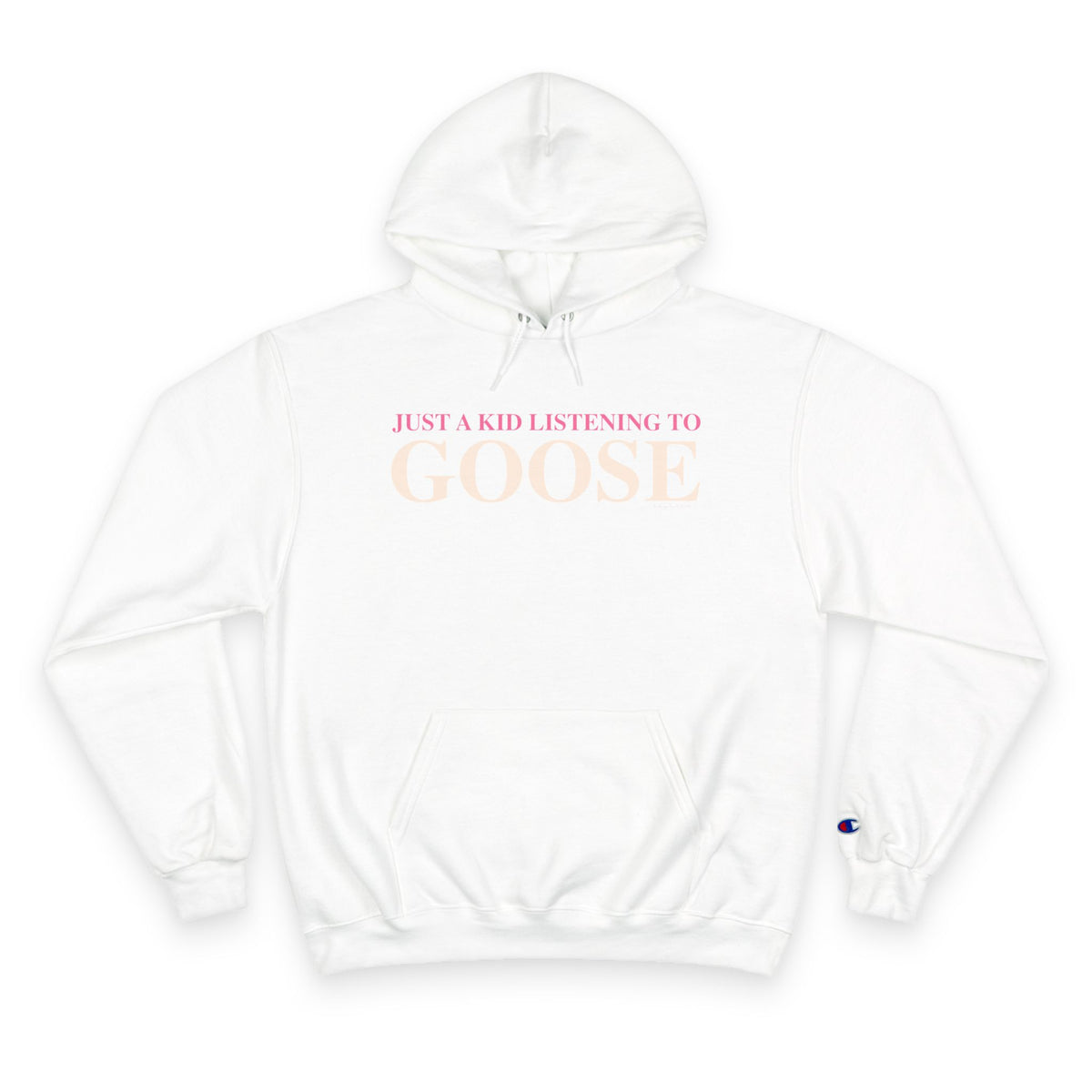 Just a kid listening to Goose - Peach & Pink Champion Hoodie