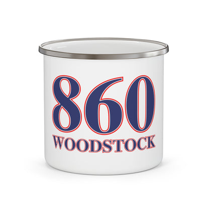 860 Woodstock Red, White & Blue Enamel Camping Mug