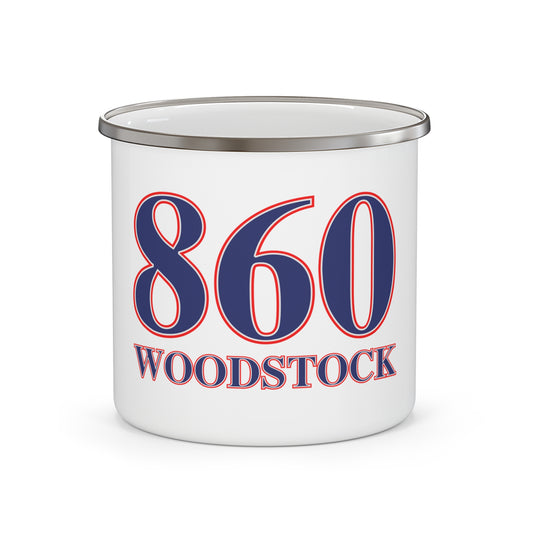 860 Woodstock Red, White & Blue Enamel Camping Mug