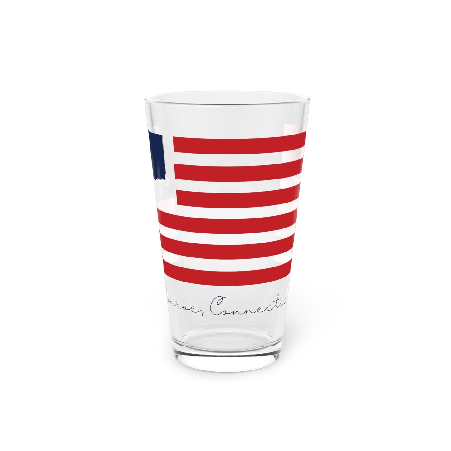 Monroe Connecticut Flag Pint Glass, 16oz