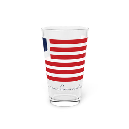 Monroe Connecticut Flag Pint Glass, 16oz
