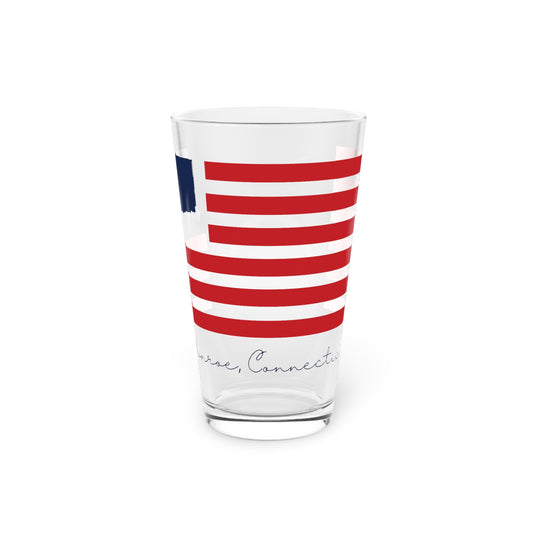 Monroe Connecticut Flag Pint Glass, 16oz