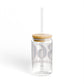860 Old Saybrook Red, White & Blue Glass Can with Straw and Lid, 16oz