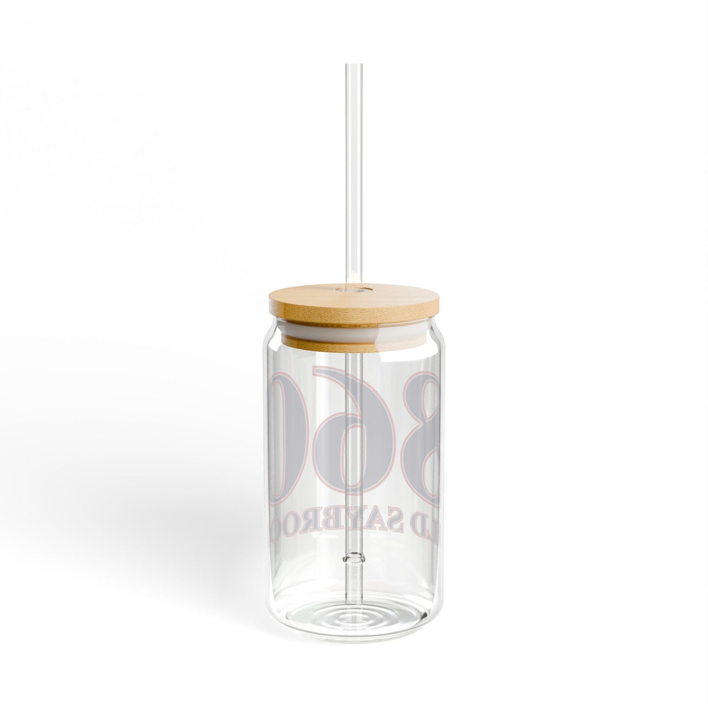 860 Old Saybrook Red, White & Blue Glass Can with Straw and Lid, 16oz