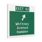 Vintage WCP Exit 61 Sign Matte Canvas, Stretched, 1.25"