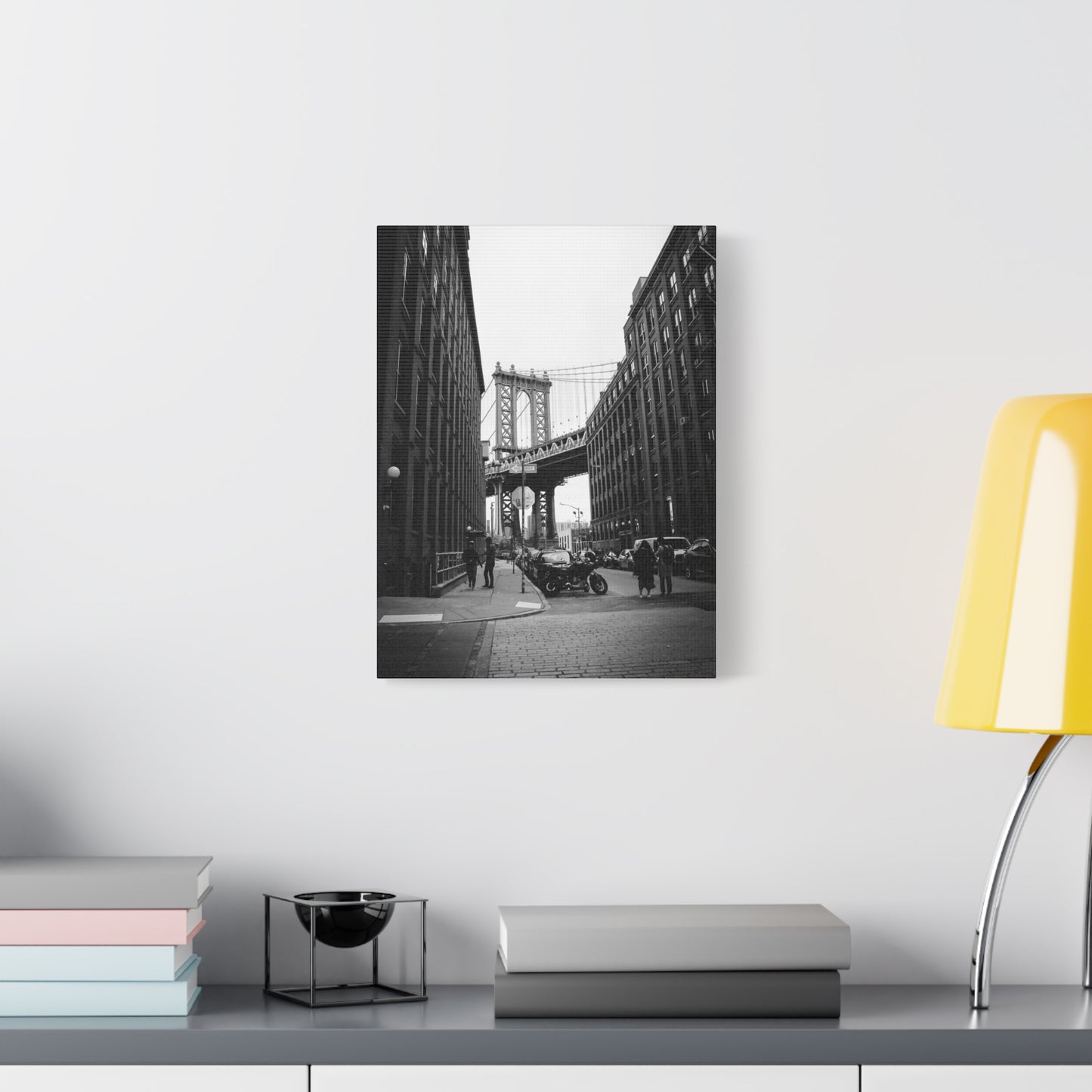 Manhattan Bridge Black and White Matte Canvas, Stretched, 1.25"
