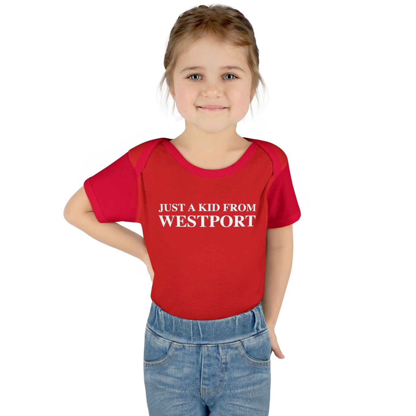 Just a kid from Westport Infant Baby Rib Bodysuit