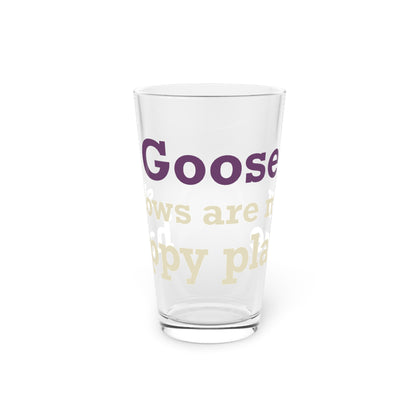 Goose Shows Are My Happy Place - Cream & Purple Pint Glass, 16oz