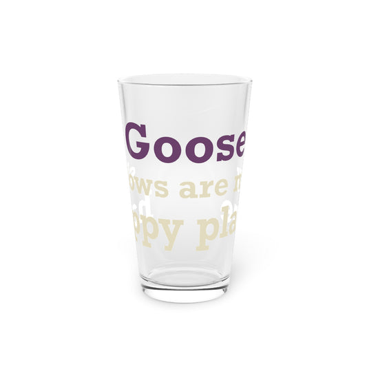 Goose Shows Are My Happy Place - Cream & Purple Pint Glass, 16oz