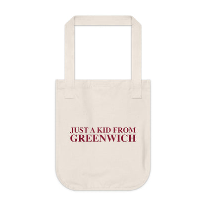 Just a kid from Greenwich Organic Canvas Tote Bag
