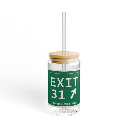 Vintage Exit 31 Merritt Parkway Sign Sipper Glass, 16oz