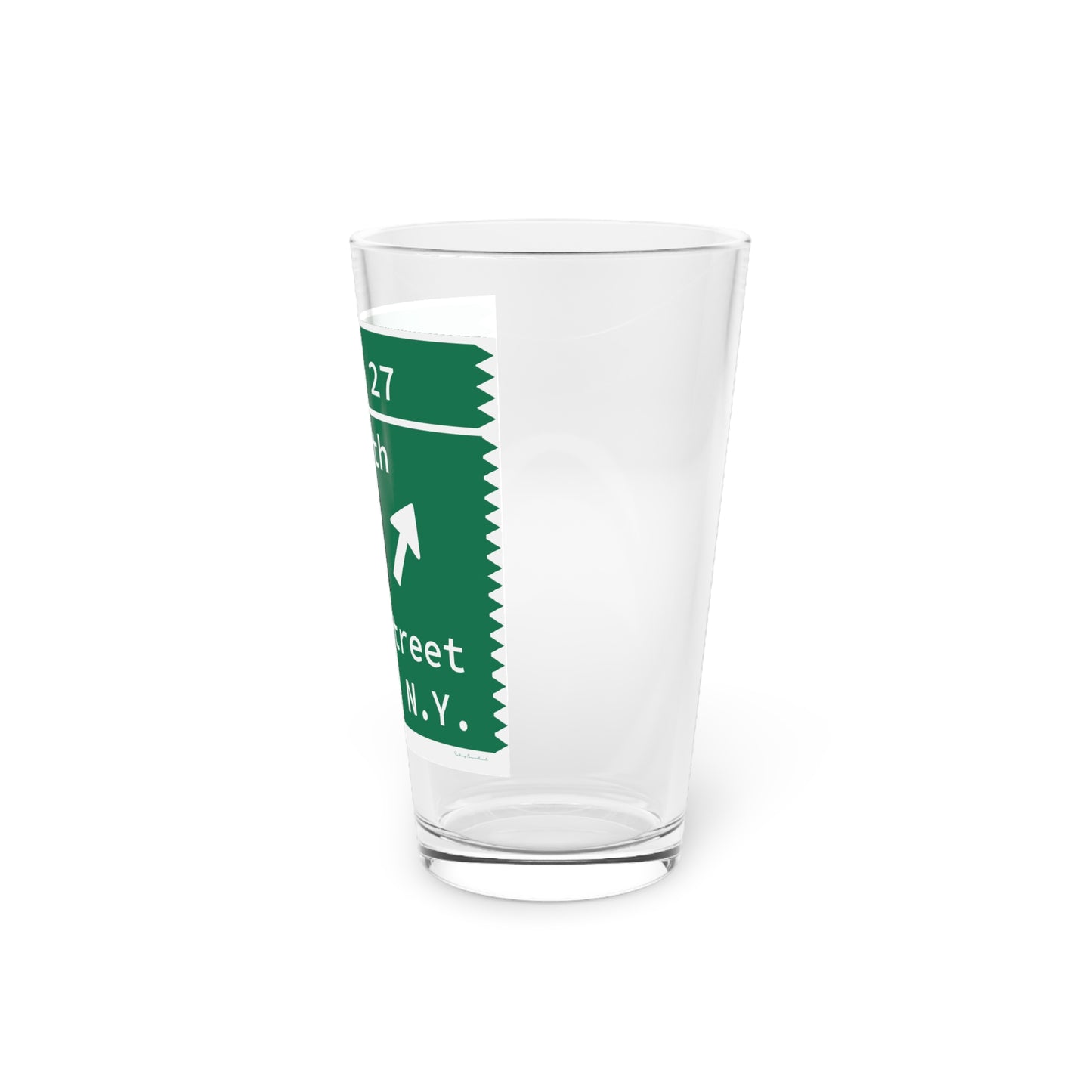 Vintage Merritt Parkway Exit 27 Sign Pint Glass, 16oz