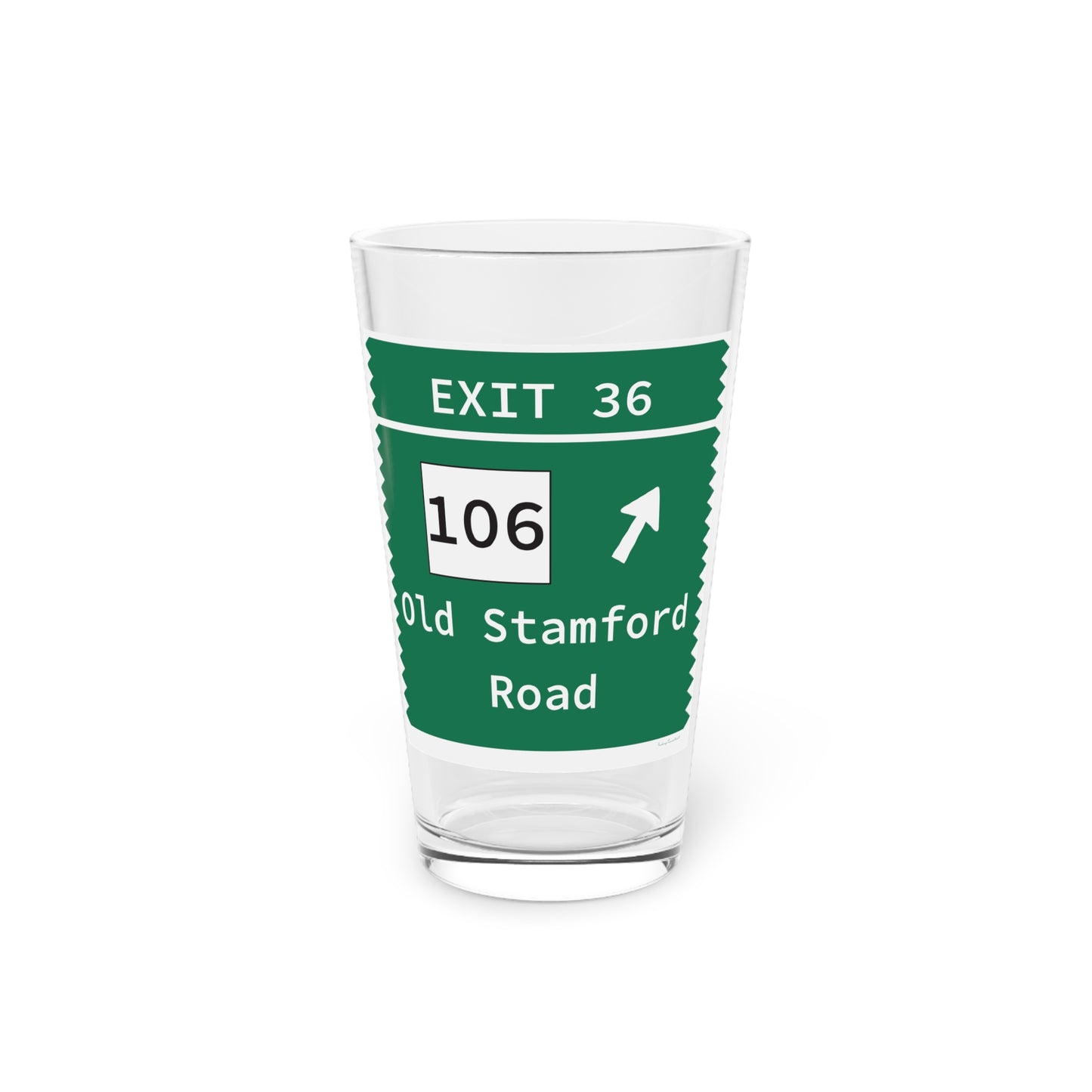 Vintage Merritt Parkway Exit 36 Sign Pint Glass, 16oz